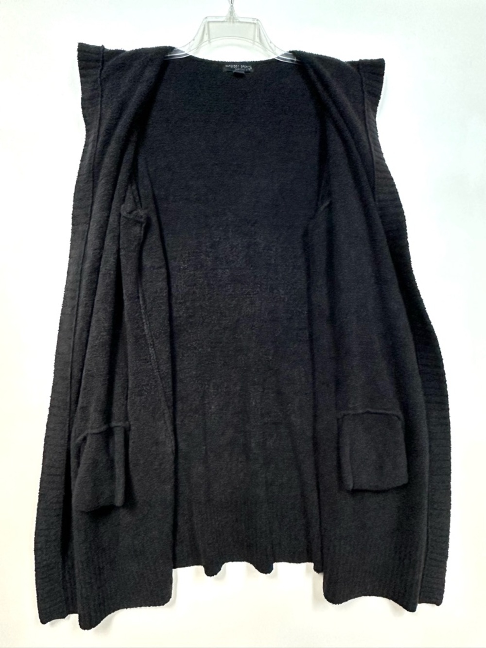 Barefoot Dreams CozyChic Lite Hooded Open Front Cardigan • Black • Sz XL • EUC - Picture 6 of 15